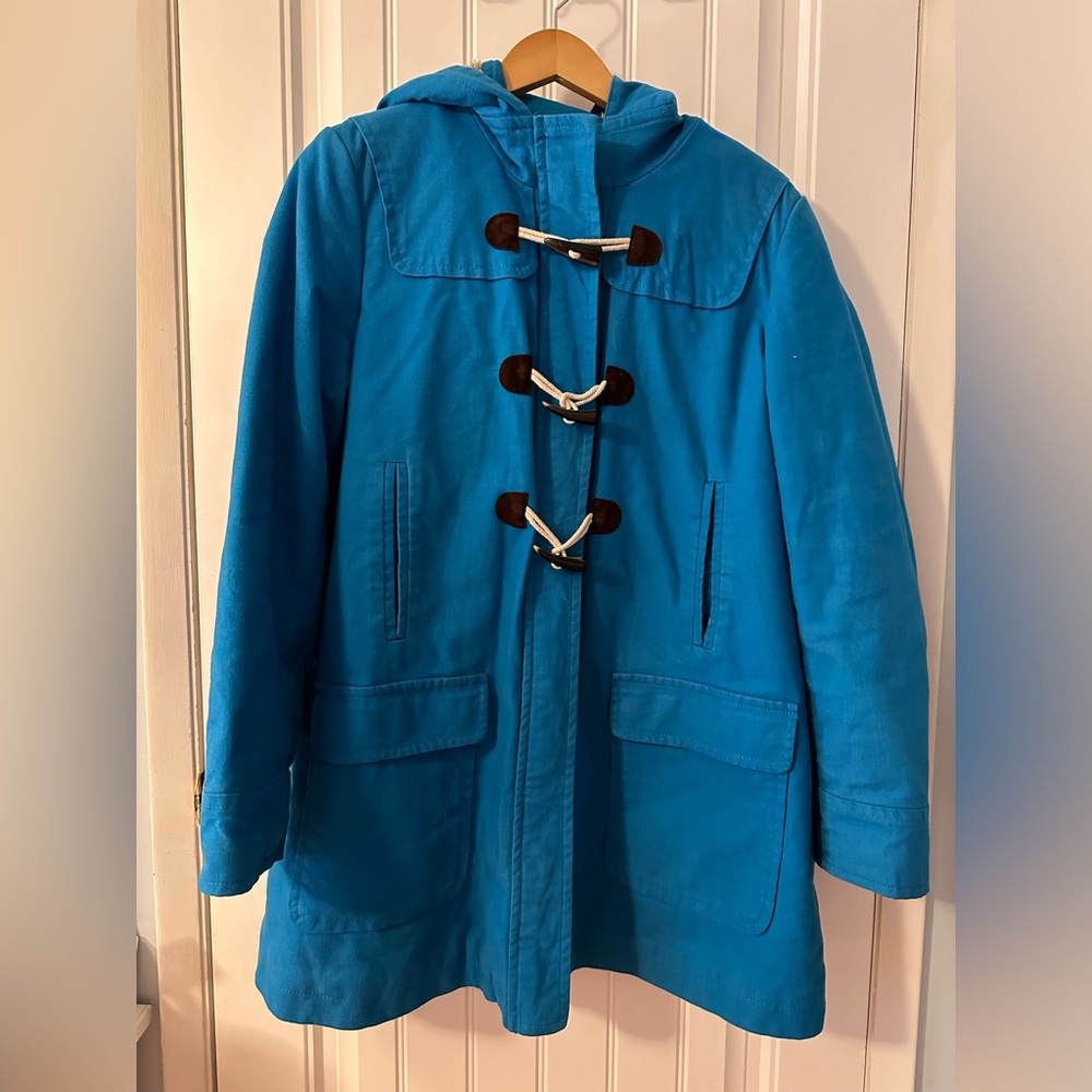 Boden Teal Sherpa Lined Toggle Hooded Winter Coat Size 16